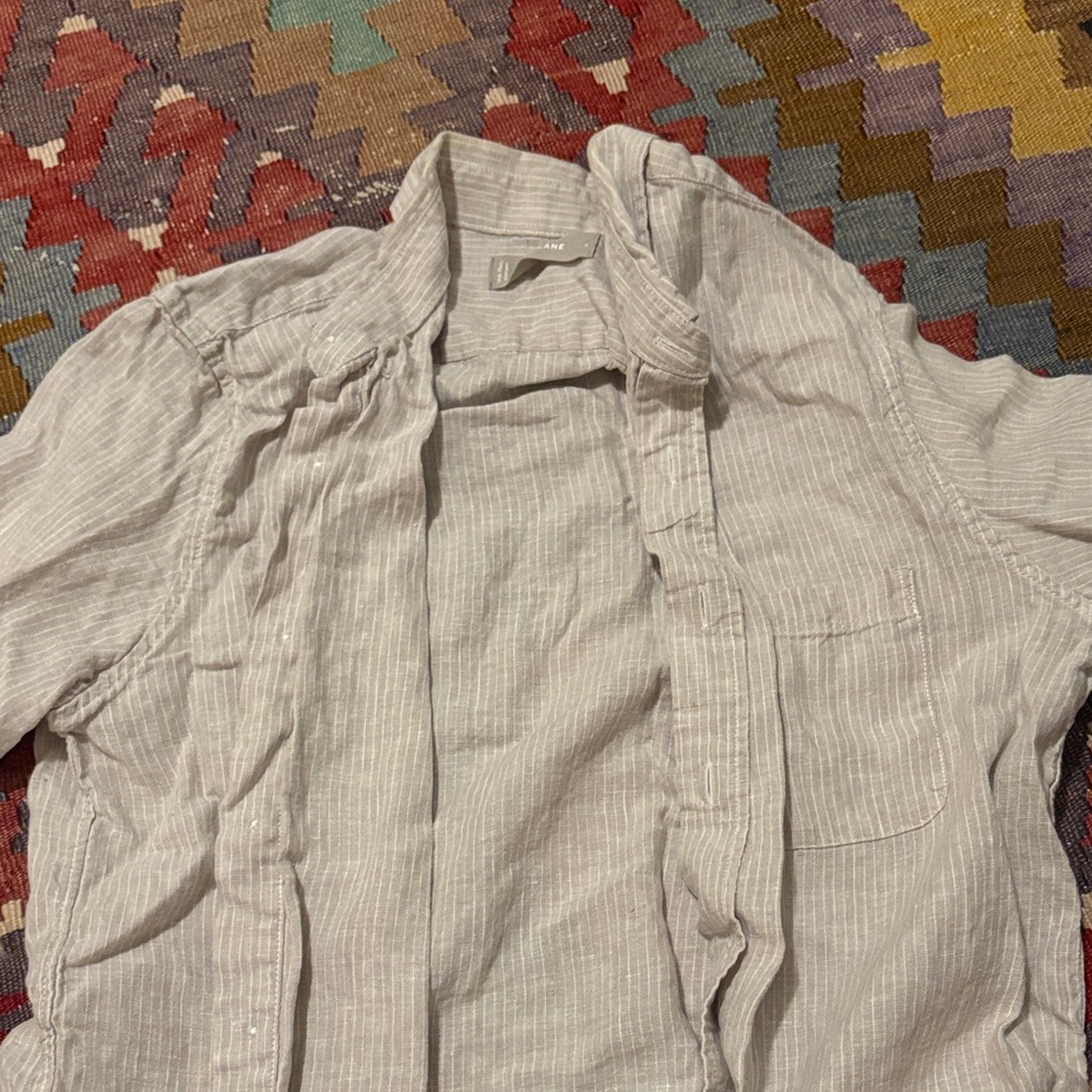 Everlane Men's Light Gray Striped Shirt Jacket